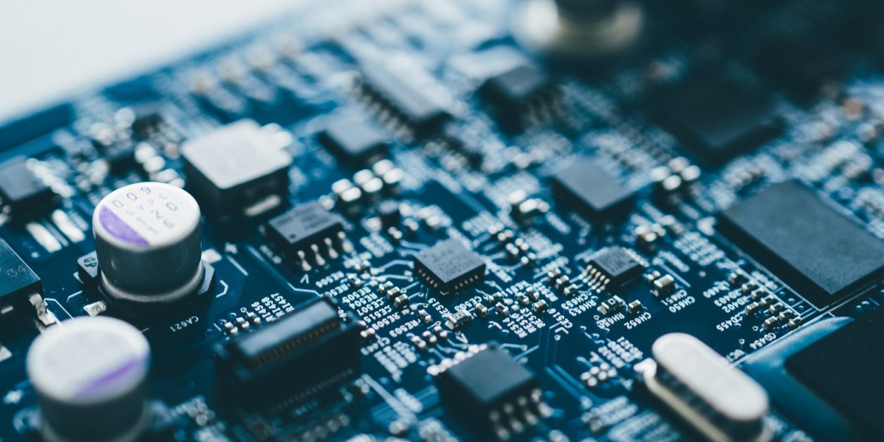 Computer board hardware motherboard microelectronics Server CPU chip semiconductor circuit core blue technology background or blue texture with processors concept electronic device